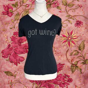Got Wine ? Black Mcbling Baby Tee Full Length Fitted V Neck 100% Cotton size xl
